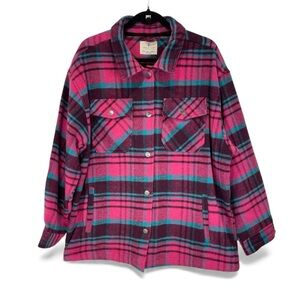 Jade & Ivory Pink and Black Plaid Jacket size L